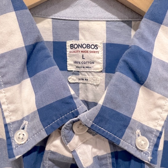 Bonobos Plaid Button Down Shirt, Size Large, Slim Fit - Picture 3 of 4